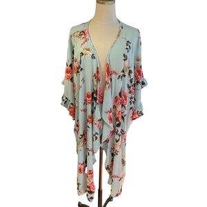 PinkBlush Womens Floral Kimono Open Front Cardigan Boho Festival Beachy Resort
